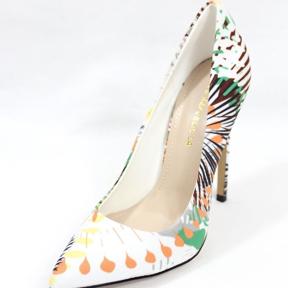 Pointy Toe Multi Colored Stiletto High Heel Pumps - Picture 2 of 4